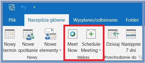 Dodatek Webex w Outlooku_kalendarz
